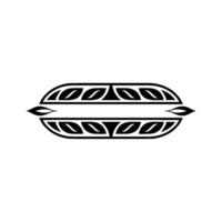 Ornamental Leaf Element In Black White, Modern vector