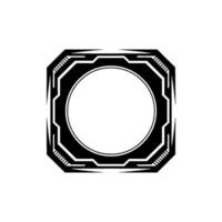 Futuristic Tech Frame Element, Black And White Geometric vector