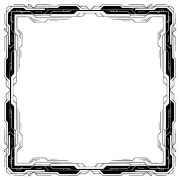 Tech Frame Border Futuristic Element, Black And White, Empty Space vector