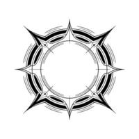 Geometric Compass Rose, Black And White Minimalist Frame vector