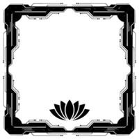 Tech Frame W Lotus Flower, Modern, White Space vector