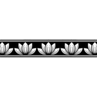Elegant Lotus Border In Black White Floral Element vector