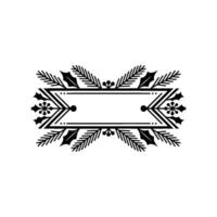 Minimalist Christmas Ornament Decorative Label With Pine And Holly vector