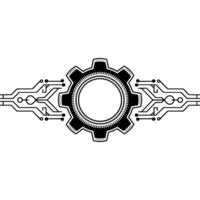 Tech Gear Circuitry Cogwheel On White Background vector