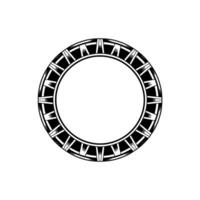 Geometric Circle Ornament Tribalinspired Black And White vector