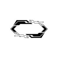 Tech Frame With Circuitry, Minimalist Black And White vector