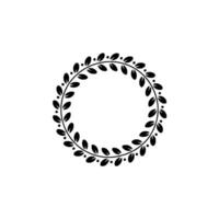 Elegant Black Laurel Wreath Circle On White Background vector