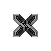 Geometric X Mark Minimalist In Black And White, Abstract, Modern vector
