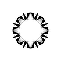 Geometric Sunburst Circle Frame, Minimalist, Black White vector