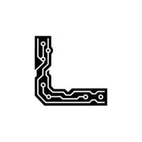 Minimalist Circuit Board Element Electronic Alphabet L vector