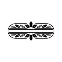 Decorative Black White Floral Oval Frame Element vector