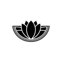 Modern Geometric Lotus Flower In Black On White vector