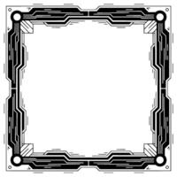 Futuristic Tech Frame, Minimalist Circuit Board, Black White vector