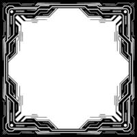 Futuristic Tech Frame, White Space, Black White Digital Border vector