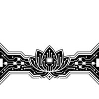 Cyber Lotus Circuitry Flower, Modern Technology, Minimalism vector