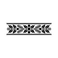 Elegant Christmas Holly And Pine Border, Black On White vector