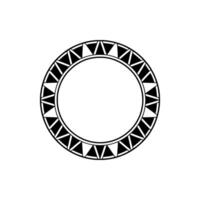 Geometric Circular Frame With Triangle Motif On White Background vector