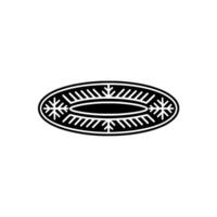 Minimalist Oval With Snowflake Motifs, Black And White vector