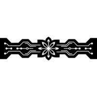 Techinspired Floral Circuitry Abstract Black White Illustration vector