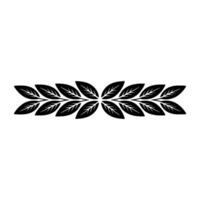Elegant Black Leaf Garland Border On White, Minimalist vector