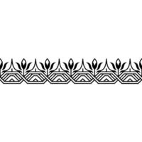 Geometric Floral Border, Black On White, Elegant, Decorative Element vector