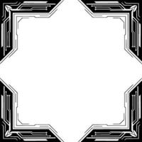 Futuristic Tech Frame Minimalist Black White Circuitry Border For Digital vector