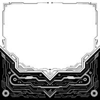 Futuristic Tech Frame Black And White Circuit Board vector