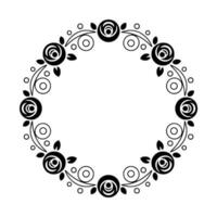 Elegant Black And White Floral Wreath Ornamental vector