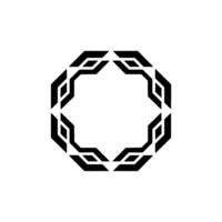 Geometric Octagon Frame, Black And White Minimalist vector