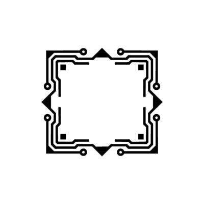 Abstract Circuit Board Frame In Black And White, Technology Concept
