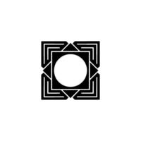 Minimalist Geometric Black White Mandala On White Background vector