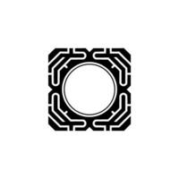 Modern Geometric Black White Circle Square Motif vector