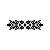 Elegant Holly Border Illustration With Black Leaves And Red Berries vector