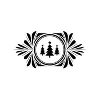 Elegant Christmas Tree With Decorative Frame On White vector