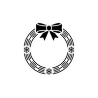 Minimalist Christmas Wreath With Bow And Snowflakes vector