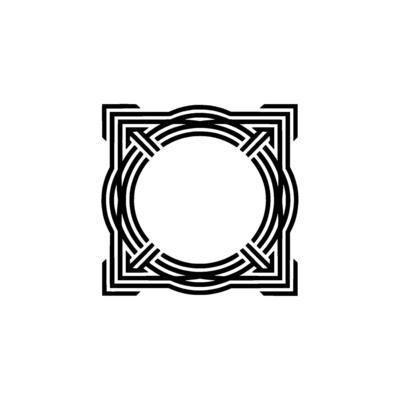 Geometric Mandala Circle Frame, Black And White