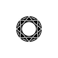 Geometric Star Circle, Minimalist Black And White vector