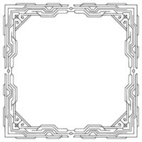 Geometric Tech Frame, Black Lines On White, Minimalist vector