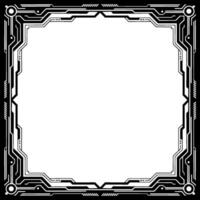 Futuristic Tech Frame Black White Circuitry Border, Empty Space vector