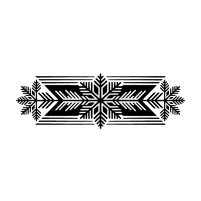 Geometric Snowflake Border, Black And White, Minimalist Winter Theme