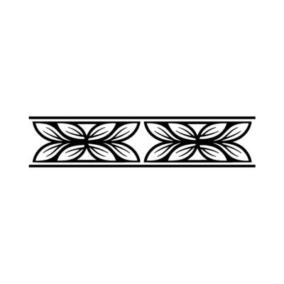 Elegant Floral Border Element, Black And White, Decorative