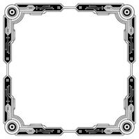 Deco Tech Frame Geometric Border With Electronic Circuitry vector