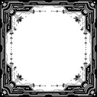 Elegant Art Deco Frame, Black White Geometric Border, Circular Center vector