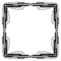 Futuristic Tech Frame Geometric Border In Black And White vector