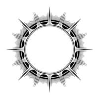 Geometric Sunburst Circle Frame Minimalist Black And White vector