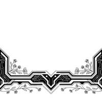 Tech Meets Nature Circuit Board Floral Illustration vector