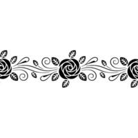 Black Rose Floral Border On White Elegant Ornament vector