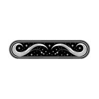 Celestial Scroll Ornate Black White with Starbursts vector