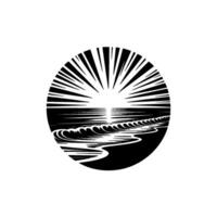 Oceanic Sunrise Emblem - Minimalist Coastal vector