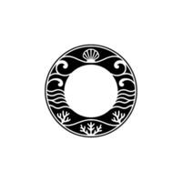 Oceanic Emblem Shell, Wave, and Coral Monogram vector
